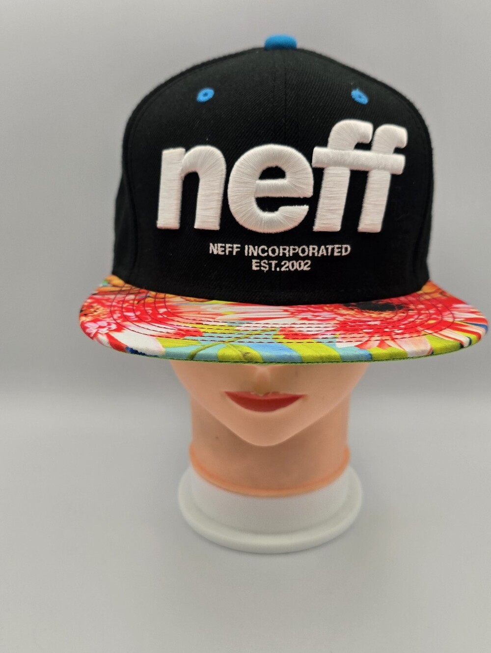Neff Incorporated Est 2002 Black With Floral Bill Adjustable Snapback Hat